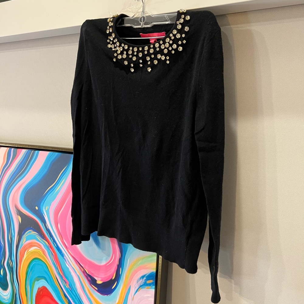 Lilly Pulitzer navy crystal embellished sweater